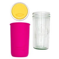Mason Jar Lifestyle 24oz Pint & Half Glass Water Bottle Travel Tumbler with Silicone Sleeve & Drinking Lid