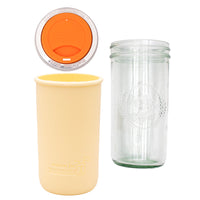 Pint and a half water bottle azure pint and a half sleeve butter yellow wide mouth drinking lid tangerine product on white components