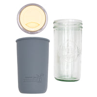 Pint and a half water bottle azure pint and a half sleeve charcoal gray wide mouth drinking lid butter yellow product on white components