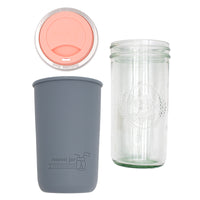 Mason Jar Lifestyle 24oz Pint & Half Glass Water Bottle Travel Tumbler with Silicone Sleeve & Drinking Lid
