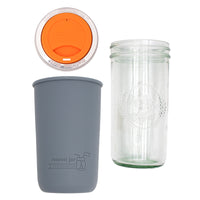 Mason Jar Lifestyle 24oz Pint & Half Glass Water Bottle Travel Tumbler with Silicone Sleeve & Drinking Lid