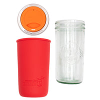 Mason Jar Lifestyle 24oz Pint & Half Glass Water Bottle Travel Tumbler with Silicone Sleeve & Drinking Lid