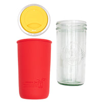 Mason Jar Lifestyle 24oz Pint & Half Glass Water Bottle Travel Tumbler with Silicone Sleeve & Drinking Lid