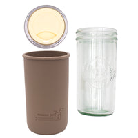 Pint and a half water bottle azure pint and a half sleeve cocoa brown wide mouth drinking lid butter yellow product on white components