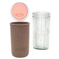 Mason Jar Lifestyle 24oz Pint & Half Glass Water Bottle Travel Tumbler with Silicone Sleeve & Drinking Lid
