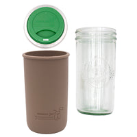 Mason Jar Lifestyle 24oz Pint & Half Glass Water Bottle Travel Tumbler with Silicone Sleeve & Drinking Lid