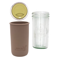 Mason Jar Lifestyle 24oz Pint & Half Glass Water Bottle Travel Tumbler with Silicone Sleeve & Drinking Lid