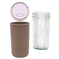 Mason Jar Lifestyle 24oz Pint & Half Glass Water Bottle Travel Tumbler with Silicone Sleeve & Drinking Lid