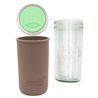 Mason Jar Lifestyle 24oz Pint & Half Glass Water Bottle Travel Tumbler with Silicone Sleeve & Drinking Lid