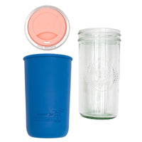 Mason Jar Lifestyle 24oz Pint & Half Glass Water Bottle Travel Tumbler with Silicone Sleeve & Drinking Lid