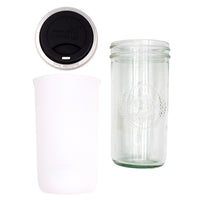 Pint and a half water bottle azure pint and a half sleeve frost wide mouth drinking lid black product on white components