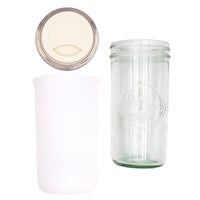 Mason Jar Lifestyle 24oz Pint & Half Glass Water Bottle Travel Tumbler with Silicone Sleeve & Drinking Lid