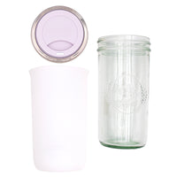 Mason Jar Lifestyle 24oz Pint & Half Glass Water Bottle Travel Tumbler with Silicone Sleeve & Drinking Lid