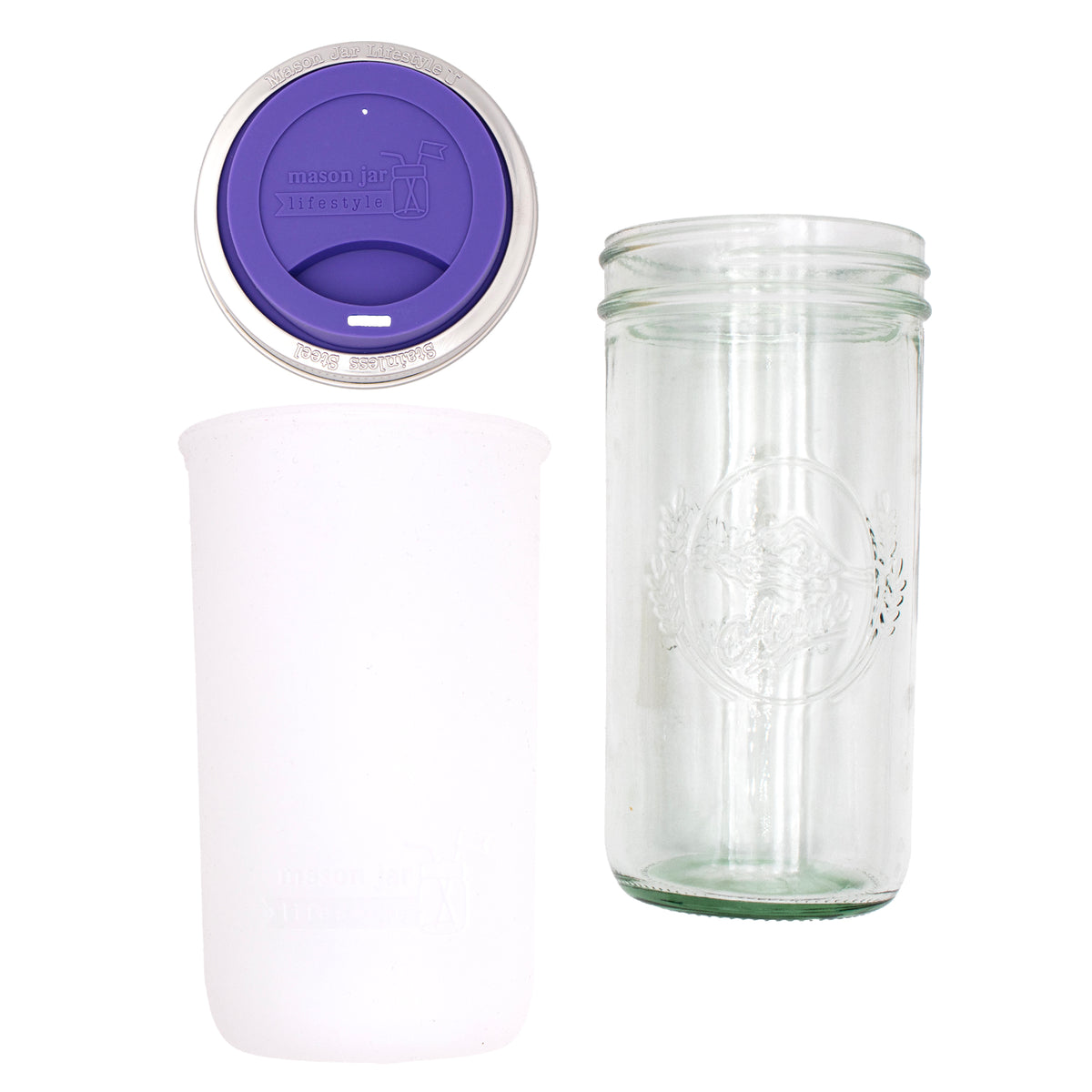 Pint and a half water bottle azure pint and a half sleeve frost wide mouth drinking lid ultra violet product on white components