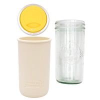 Mason Jar Lifestyle 24oz Pint & Half Glass Water Bottle Travel Tumbler with Silicone Sleeve & Drinking Lid