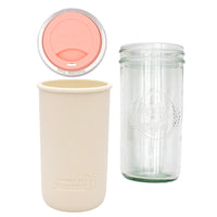 Mason Jar Lifestyle 24oz Pint & Half Glass Water Bottle Travel Tumbler with Silicone Sleeve & Drinking Lid