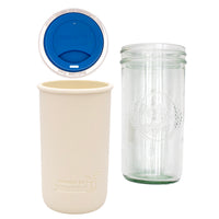 Mason Jar Lifestyle 24oz Pint & Half Glass Water Bottle Travel Tumbler with Silicone Sleeve & Drinking Lid
