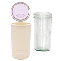 Mason Jar Lifestyle 24oz Pint & Half Glass Water Bottle Travel Tumbler with Silicone Sleeve & Drinking Lid