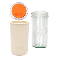 Mason Jar Lifestyle 24oz Pint & Half Glass Water Bottle Travel Tumbler with Silicone Sleeve & Drinking Lid