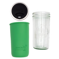 Mason Jar Lifestyle 24oz Pint & Half Glass Water Bottle Travel Tumbler with Silicone Sleeve & Drinking Lid