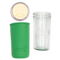 Mason Jar Lifestyle 24oz Pint & Half Glass Water Bottle Travel Tumbler with Silicone Sleeve & Drinking Lid