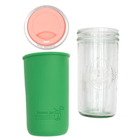Mason Jar Lifestyle 24oz Pint & Half Glass Water Bottle Travel Tumbler with Silicone Sleeve & Drinking Lid