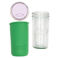 Mason Jar Lifestyle 24oz Pint & Half Glass Water Bottle Travel Tumbler with Silicone Sleeve & Drinking Lid
