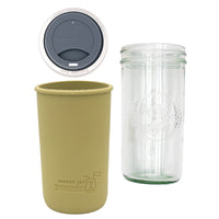 Mason Jar Lifestyle 24oz Pint & Half Glass Water Bottle Travel Tumbler with Silicone Sleeve & Drinking Lid