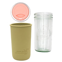 Mason Jar Lifestyle 24oz Pint & Half Glass Water Bottle Travel Tumbler with Silicone Sleeve & Drinking Lid