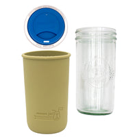 Mason Jar Lifestyle 24oz Pint & Half Glass Water Bottle Travel Tumbler with Silicone Sleeve & Drinking Lid