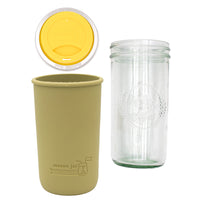 Mason Jar Lifestyle 24oz Pint & Half Glass Water Bottle Travel Tumbler with Silicone Sleeve & Drinking Lid