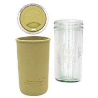 Mason Jar Lifestyle 24oz Pint & Half Glass Water Bottle Travel Tumbler with Silicone Sleeve & Drinking Lid
