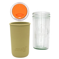Mason Jar Lifestyle 24oz Pint & Half Glass Water Bottle Travel Tumbler with Silicone Sleeve & Drinking Lid