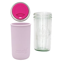 Pint and a half water bottle azure pint and a half sleeve light orchid wide mouth drinking lid berry pink product on white components