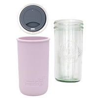 Mason Jar Lifestyle 24oz Pint & Half Glass Water Bottle Travel Tumbler with Silicone Sleeve & Drinking Lid