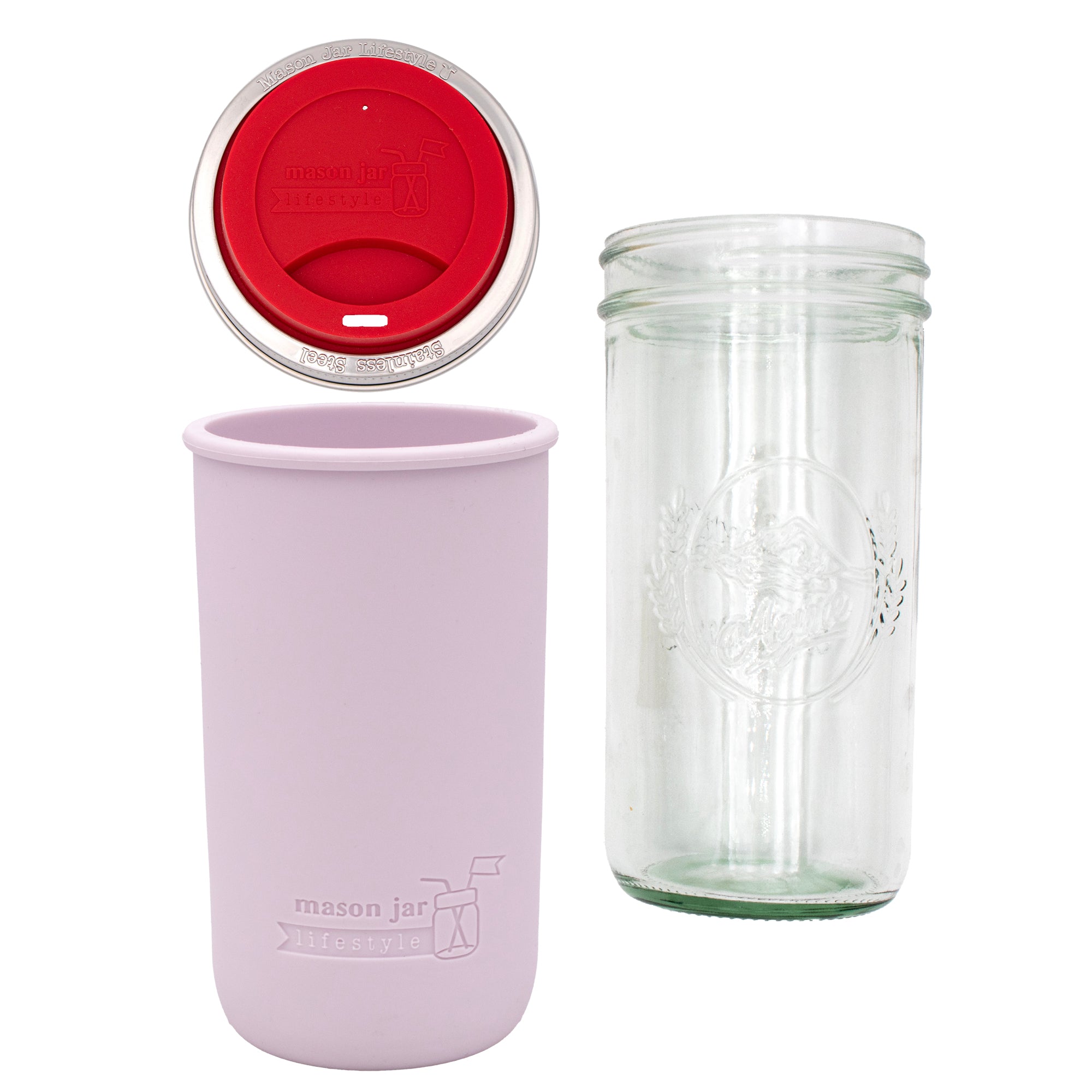Mason Jar Lifestyle 24oz Pint & Half Glass Water Bottle Travel Tumbler with Silicone Sleeve & Drinking Lid