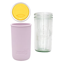 Mason Jar Lifestyle 24oz Pint & Half Glass Water Bottle Travel Tumbler with Silicone Sleeve & Drinking Lid