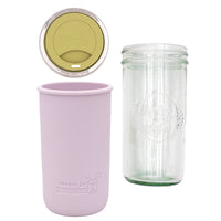 Mason Jar Lifestyle 24oz Pint & Half Glass Water Bottle Travel Tumbler with Silicone Sleeve & Drinking Lid