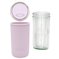 Mason Jar Lifestyle 24oz Pint & Half Glass Water Bottle Travel Tumbler with Silicone Sleeve & Drinking Lid
