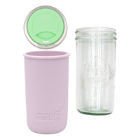 Mason Jar Lifestyle 24oz Pint & Half Glass Water Bottle Travel Tumbler with Silicone Sleeve & Drinking Lid