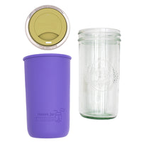 Mason Jar Lifestyle 24oz Pint & Half Glass Water Bottle Travel Tumbler with Silicone Sleeve & Drinking Lid