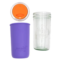 Mason Jar Lifestyle 24oz Pint & Half Glass Water Bottle Travel Tumbler with Silicone Sleeve & Drinking Lid