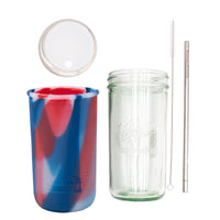 Mason Jar Lifestyle 24oz Pint & Half Water Bottle Travel Tumbler with Silicone Sleeve & Straw Lid