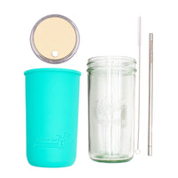 Pint and a half water bottle azure stainless steel straw cleaner pint and a half sleeve aquamarine wide mouth straw hole lid butter yellow product on white