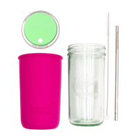 Mason Jar Lifestyle 24oz Pint & Half Water Bottle Travel Tumbler with Silicone Sleeve & Straw Lid