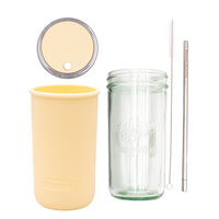 Pint and a half water bottle azure stainless steel straw cleaner pint and a half sleeve butter yellow wide mouth straw hole lid butter yellow product on