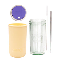 Pint and a half water bottle azure stainless steel straw cleaner pint and a half sleeve butter yellow wide mouth straw hole lid ultra violet product on