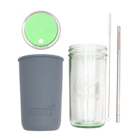 Mason Jar Lifestyle 24oz Pint & Half Water Bottle Travel Tumbler with Silicone Sleeve & Straw Lid
