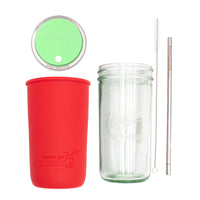 Mason Jar Lifestyle 24oz Pint & Half Water Bottle Travel Tumbler with Silicone Sleeve & Straw Lid