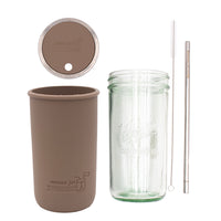 Mason Jar Lifestyle 24oz Pint & Half Water Bottle Travel Tumbler with Silicone Sleeve & Straw Lid